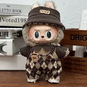 Coffee Overalls Clothing Outfit For Labubu, Doll Is Not Included